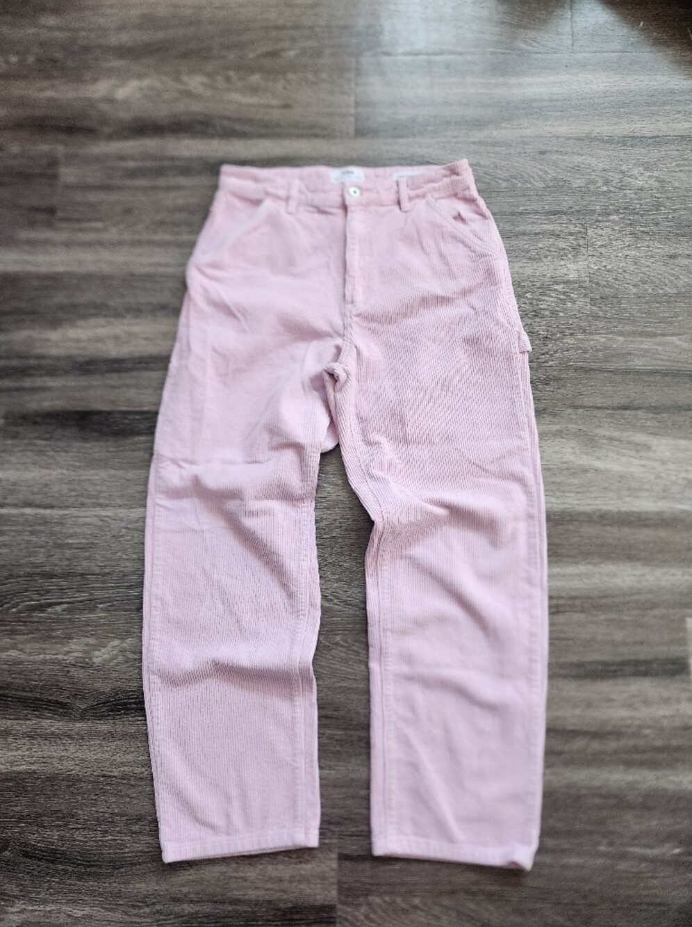 Cotton On Light Pink Ribbed Cordory Cargo Pants Wide Leg Soft Pink